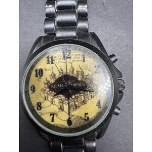 Vtg Accutime Harry Potter Marauder's Map Watch with GunMetal Band 41mm Sz 6"